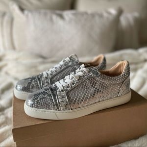 Christian Louboutin Silver Real Python Sneakers size 38